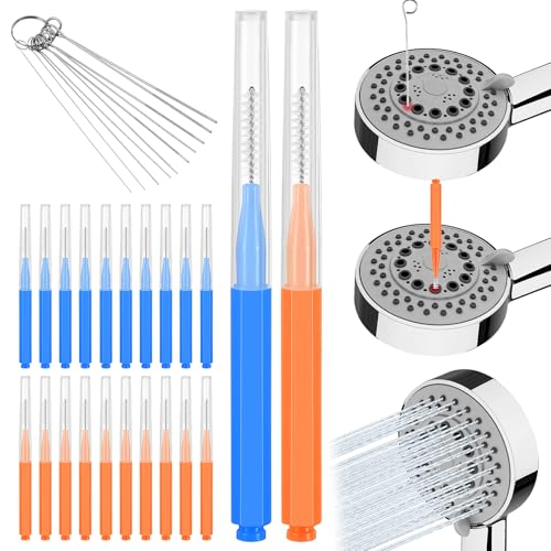 30 PCS Shower Head Cleaning Brush for Small Hole Small Gaps Hole Anti-Clogging Shower Head Cleaning Brush Shower Cleaner Brush Tools for Cleaning