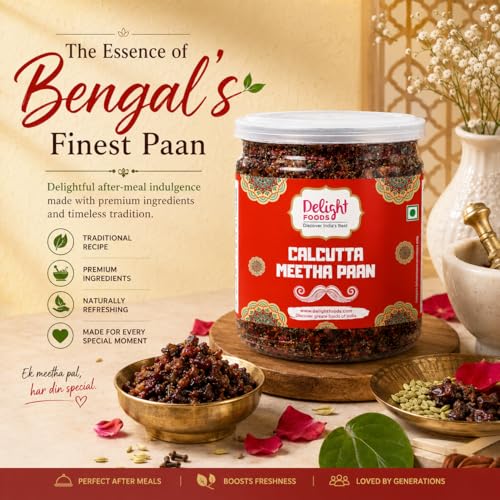 Image of Delight Foods Calcutta Meetha Paan Mukhwas 300g | Premium Mouth Freshener and Digestive | Authentic kalkatta Sweet Paan Mix with Gulkand, Fennel Seeds Saunf & Real Betel Leaf | No Supari | Refreshing After Meal Pan Mukhwas