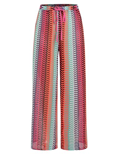 Image of ZAFUL Womens Beach Cover Up Pants Sexy Crochet Drawstring Elastic Boho Swimsuit Cover Up Long Pants Beach Wear