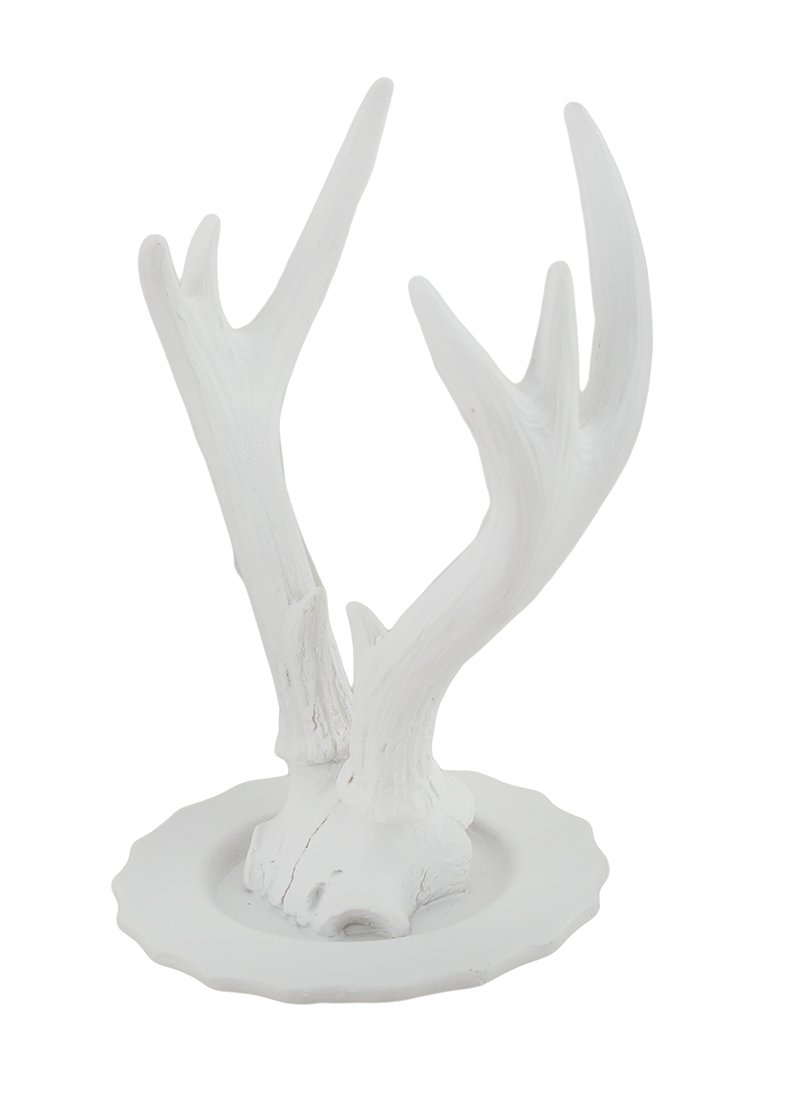 Rack of Treasures White Deer Antlers Jewelry Holder 7 in.