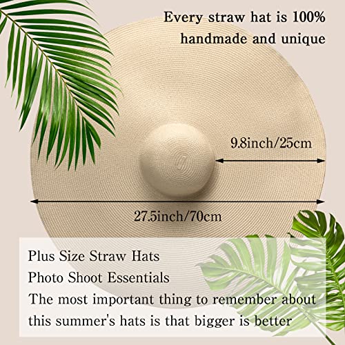 Sombrero de paja playero grande con ala ancha para mujer miniatura 2