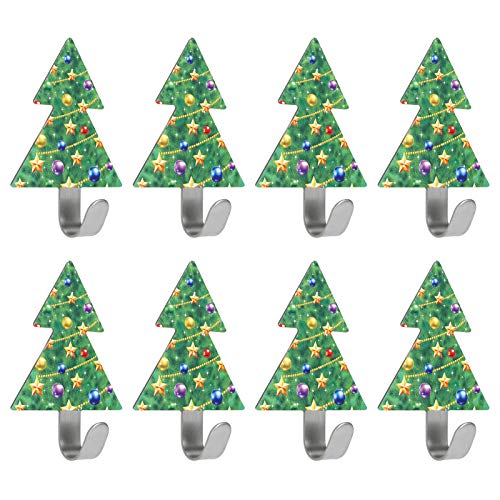 aqxreight 8Pcs Christmas Tree Sticking Hook Stainl Steel Punch Hook Kitchen Accessories Selected Wood These Pend are Designed for Durability Ensu That They Can Sticking