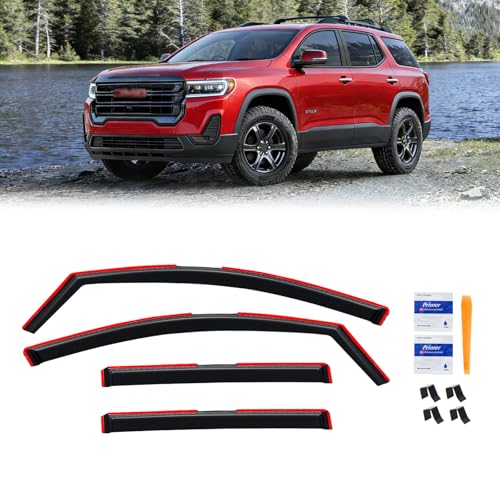 Image of in-Channel Rain Guards for GMC Acadia 2017-2023, Window Visor Shields Vent Deflector Shade Wind Dark Smoke 2018 2019 2020 2021 2022 17 18 19 20 21 22 23, Tape-On Inside-Mount, 4PCS