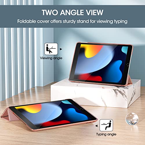 Image of ProCase for iPad 9th / 8th / 7th Generation Case 10.2 Inch (2021 /2020 /2019 Release), 10.2 iPad Case 9th / 8th / 7th Gen Cover, Slim Smart Cover with Translucent Hard Shell Back -Rosegold