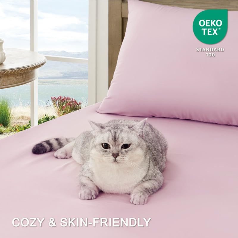 Image of FreshCulture Twin Bed Sheets - Ultra Soft Sheets for Bed - Brushed Microfiber - Deep Pockets - Easy Care - Cooling & Breathable Sheet - Hotel Quality Twin Size 3 Piece Sheet Set (Dusty Pink)