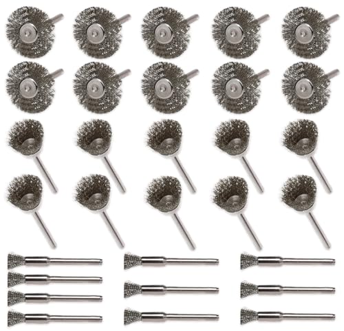 HWXINIE リューター ブラシ ワイヤー 3mm軸 ルーター ブラシ 鋼 30個セット 3種類 T型 ボウル型 筆型,ミニ錆落とし工具 塗装はがし 研磨ブラシ 研削ブラシ 表面研磨用 HWXINIE リューター ブラシ ワイヤー 3mm軸 ルーター ブラシ 鋼 30個セット 3種類 T型 ボウル型 筆型,ミニ錆落とし工具 塗装はがし 研磨ブラシ 研削ブラシ 表面研磨用