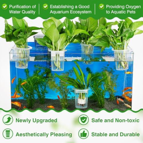 Image of Borlech New Upgraded Large Aquarium Plant Holder with 1.57-inch Extension Hooks and Suction Cups for Fish Tank Aquaponic Plant Cultivation and Aquascape Accessories Decorations (2 Pack) Transparent