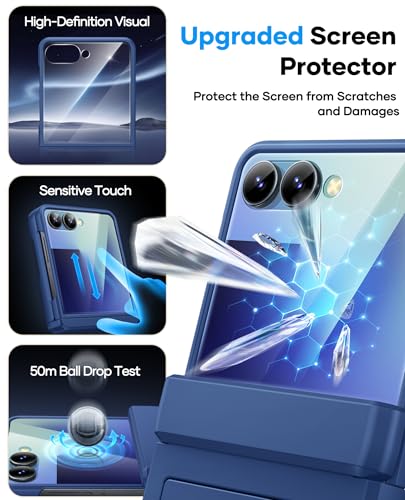 Image of ASAFCASE for Samsung Galaxy Z Flip 7 Wallet Case with Card Holder, Blue | Hard Hinge Protection, Outer Screen Protector, Shockproof Rugged Cover Phone Case for Samsung Galaxy Z Flip 7 5G 2025