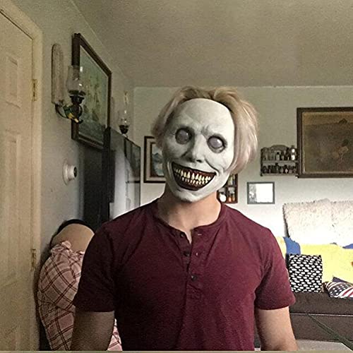 Boxwizard Creepy Halloween Mask - Smiling, Evil Cosplay Scary Mask Halloween Costume Party Props The