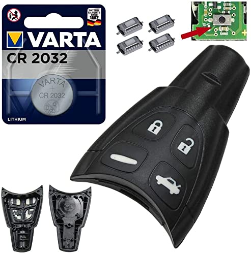 Saab Boîtier de clé de voiture 4 boutons 93 95 96 9-3 9-5 Panneau de commande + pile Cover