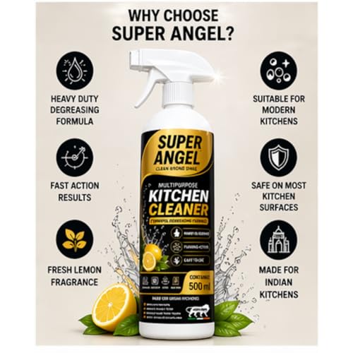 Image of SUPER ANGEL Kitchen & Chimney Degreaser /Cleaning Spray - GreaseGone Pro - Heavy-Duty Kitchen & Chimney Degreaser (500 ml), for Removing Residue, Soot, and Grease, Safe for Use on All Surfaces