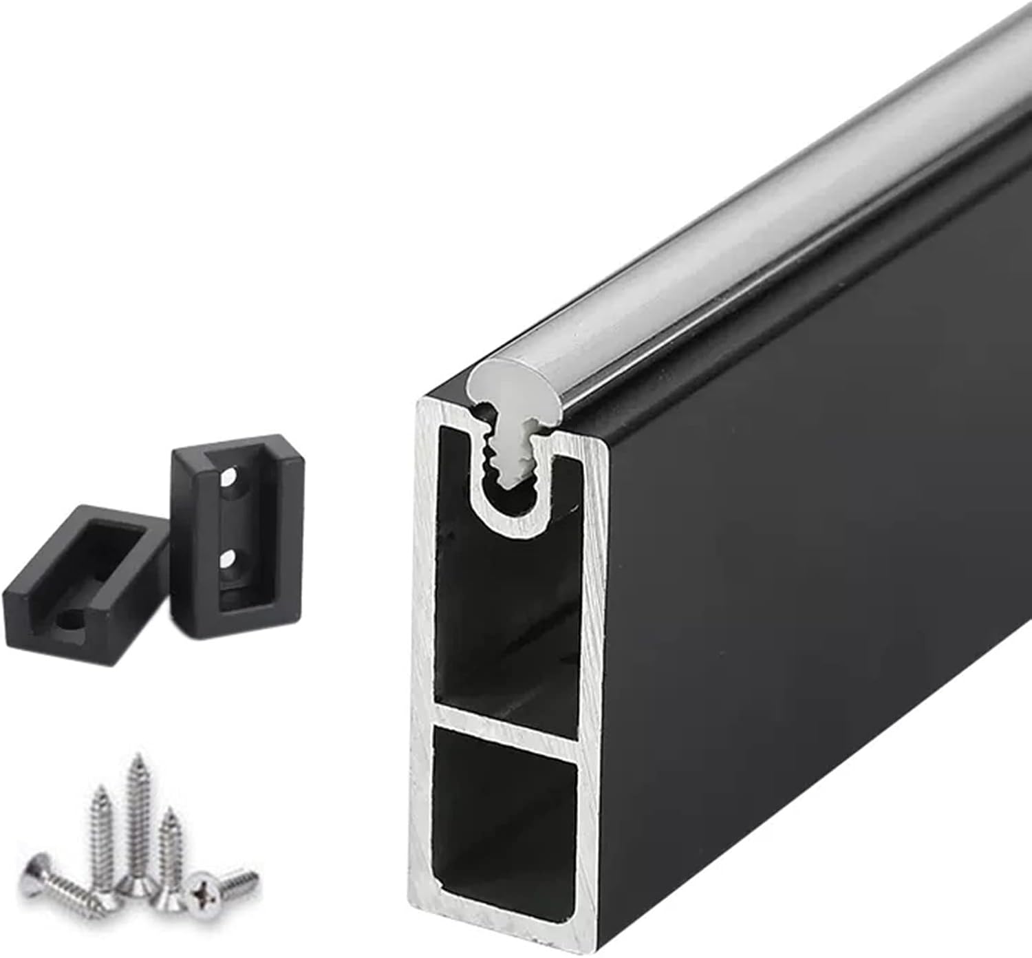 ZAQYCM 10 20 30 40 50 60 Inch Long Small Closet Poles for Hanging Clothes Heavy Duty Wall Mounted, Non-Slip Silent Wardrobe Hanger Rod with Socket Set, Metal Aluminum Bar