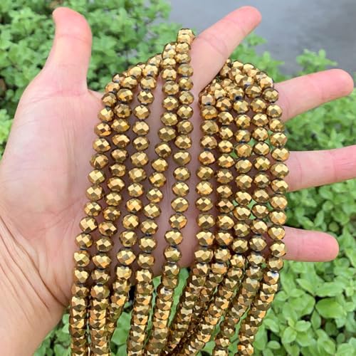 Image of 140pcs Czech Faceted Rondelle Crystal Glass Beads 8mm Bulk Gold Aurum