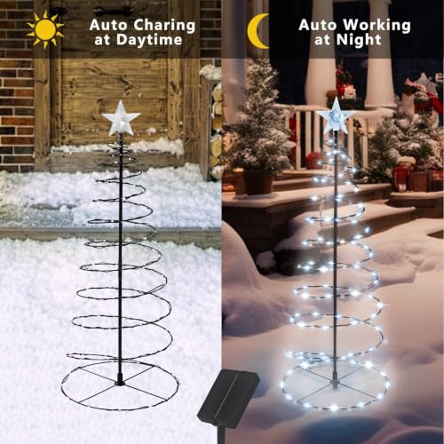2 Pack 29 Inch Spiral Solar Christmas Tree Lights - image 5