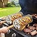 Grillkorb Edelstahl Rollender 2er Set, Abnehmbarer Holzgriff, 304 Nestbar, Grillzubehör für Gemüse, Garnelen, Pilze, Geschenk für Männer & Papa, inkl. 2 Gabeln, Garten Camping