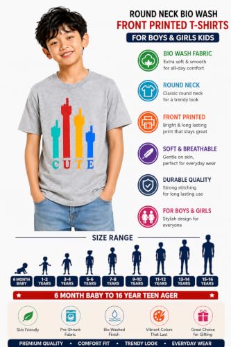 Image of Double F Boys Half Sleeve Cotton Regular Fit Printed Round Neck T-Shirt for Ages 6 Months to 16 Years
