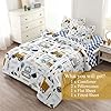 Leaflin 5-Pcs Construction Full Size Boys Bedding Set, Kids Comforter Set for Teens w/Sheets and Pillowcase, Soft Cartoon Tractor Cars Bed in a Bag Sets #1