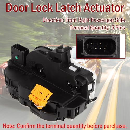 Image of Front Right Passenger Side Door Latch Lock Actuator Compatible with Chevy Equinox Volt Cruze Malibu GMC Terrain Cadillac SRX, Replaces 931-315 13503802 13578277