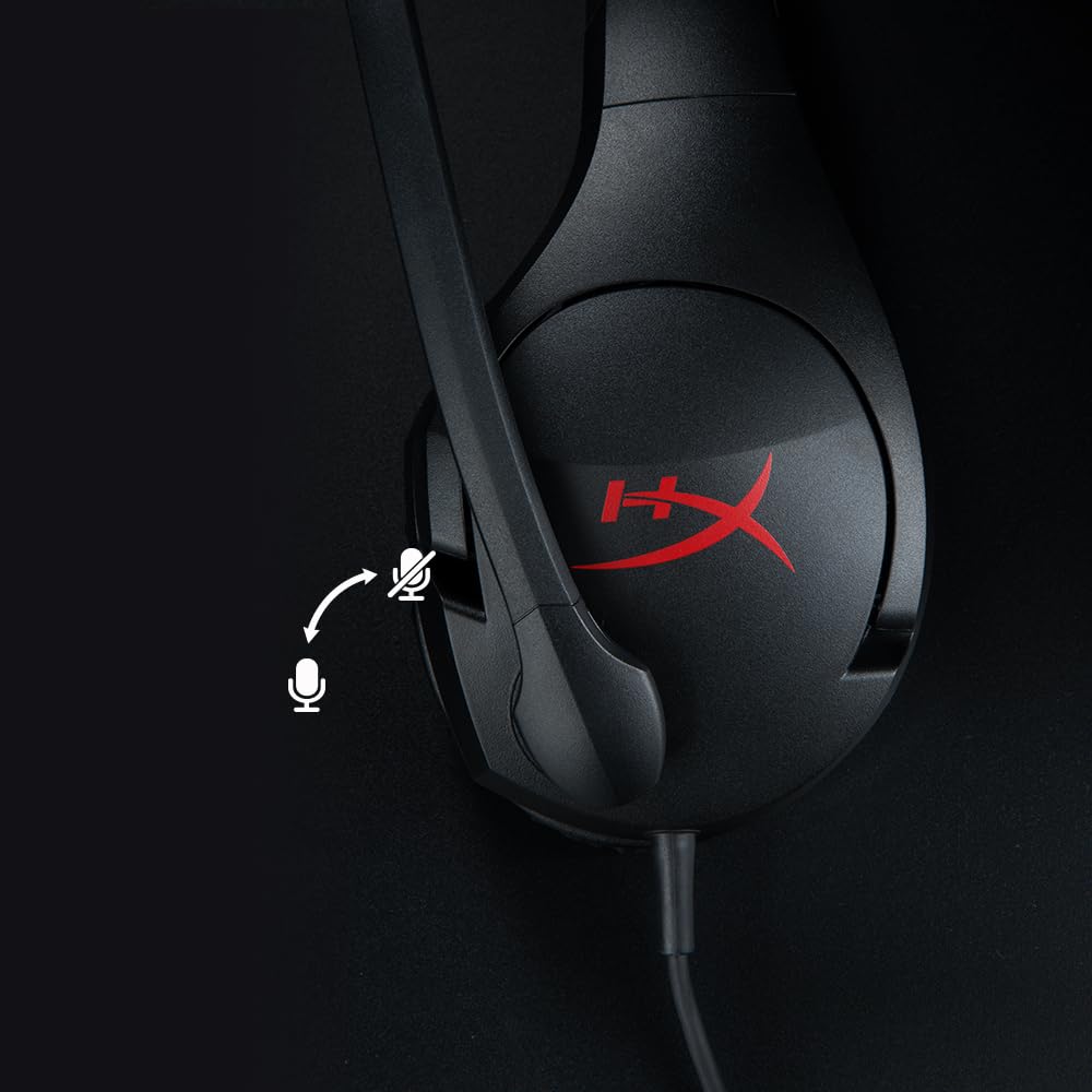 HyperX Cloud Stinger Gaming-Headset mit Kabel, DTS Headphone, Spatial Audio, 53-mm-Treiber, Memory Foam, 7.1 Surround-Sound, Flip-to-Mute-Mikrofon, USB- und 3,5-mm-Anschluss, Schwarz