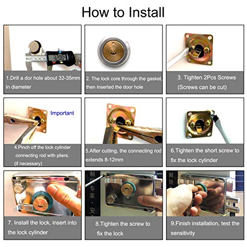 Sipery Door Lock Sets Stainless Steel Cylinder Door Rim Lock With Key 4.72X3.35Inch Exterior Door Lock Set With Deadbolt Left/Right Handed Security Lock #TOP5