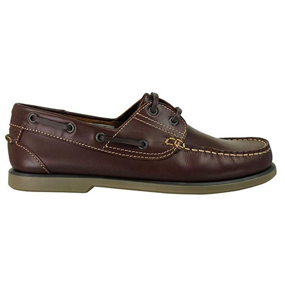 Dek Scarpe da barca in pelle marrone navy con lacci per Uomo