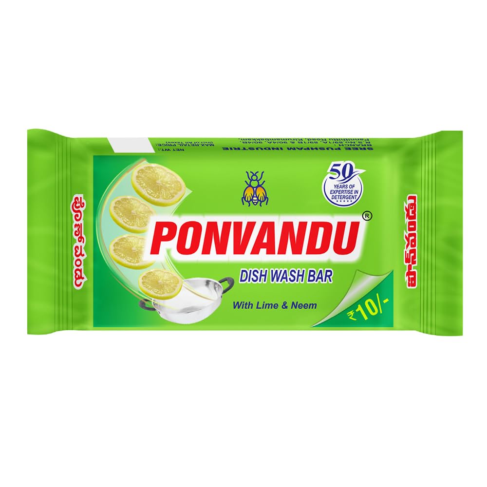 Ponvandu Dishwash Bar | Complete dishwashing solution with anti-bacterial efficacy with goodness of Lemon, 135gm | PACK OF 30pcs (B0CVMYLZ66) Amazon Price History, Amazon Price Tracker