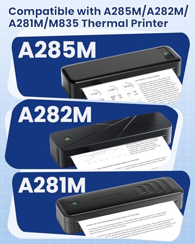 Image of TATTMUSE Bluetooth Portable Thermal Printer Pink & 5 Rolls 8.5 inch x 11 inch US Letter Thermal Paper