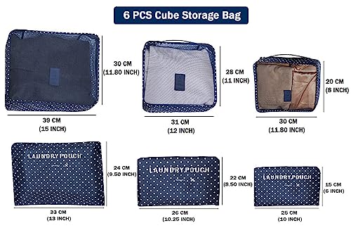 Image of Nightstar 6 Pcs Foldable Luggage and Laundry Bag Pouch Waterproof Travel Toiletry Organizer Garment Storage Bag Portable Packing Cubes (1 Pc)(Navy Blue)