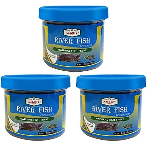 Amzey 3 Pack 0.8Oz (Total 2.4Oz or 68Gram Dried River Fish - Natural Food for Turtles, Terrapins, Reptiles and Large Tropical Fish Cover