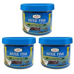 Amzey 3 Pack 0.8Oz (Total 2.4Oz or 68Gram Dried River Fish – Natural Food for Turtles, Terrapins, Reptiles and Large Tropical Fish