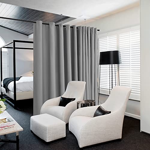 Image of NICETOWN Verical Blinds for Living Room Bedroom Dining Sunroom Basement Wall Divider, Room Dividers Space Screens Partitions, Extra Large Blackout Curtain (1 Pack, 20ft Wide x 8ft Long, Silver Grey)