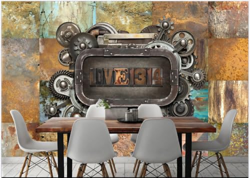Papier Peint Rétro à Engrenage pour une Ambiance Bistrot Industriel Unique - 4