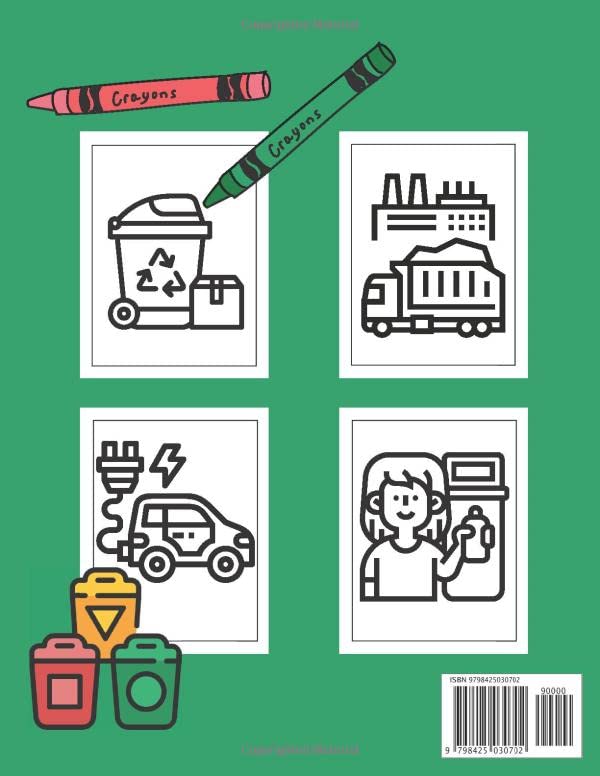 My First Big Book Of Recycling Coloring Book For Toddlers: My First Coloring Book ( Grbage Trucks, Electric Cars, Alternative Energy Sources, Recycling Bins and More ) - Image 2