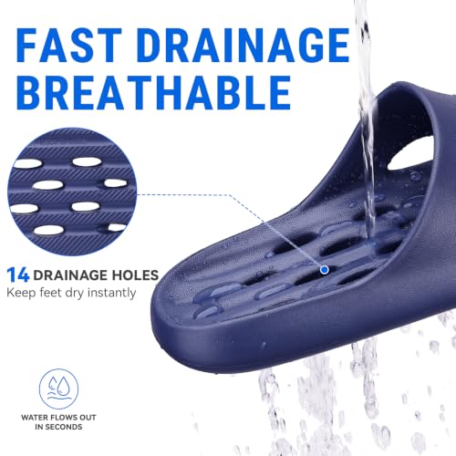 Image of Aoowoll Mens Shower Shoes With Holes Dry Quickly Bath Slippers Womens Non Slip Indoor Home Bedroom Pool Spa Guest College Dorm