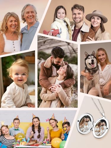 Custom Photo Locket Necklace Women Personalized Text Birth Flower Necklace that Hold Picture Stainless Steel Memorial Jewelry for Mothers Day Christmas3