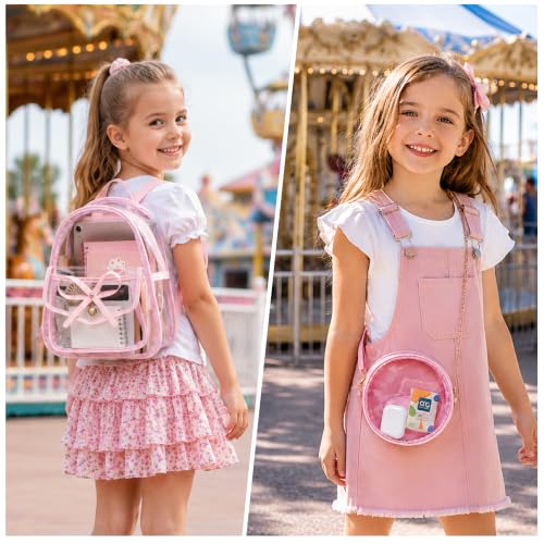 Image of I IHAYNER Girls Bowknot 3-Pieces Fahsion Leather Backpack Backpack Purse for Women Rucksack for Ladies Shoulder Bag