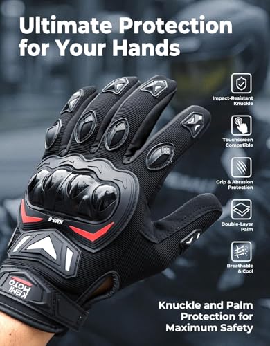 KEMIMOTO Motorcycle Gloves for Men, Touchscreen Cycling