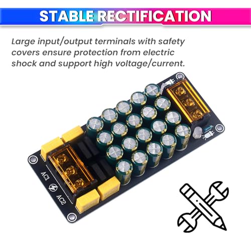 Image of amiciSolar 1200W Full Bridge Dual Power Supply Rectifier Filter Board - 100V 12A Peak, High Current with 20 Low-ESR Capacitors for Power Amplifier & Audio Applications