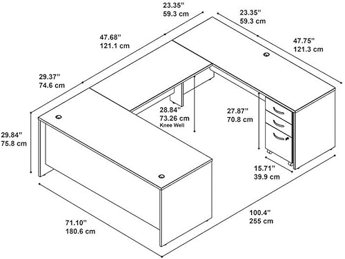 Miniatura 3 de BBF Series C 72" W U-Shaped Desk with Mobile File in Mocha Cherry - Engineered Wood