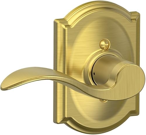 Miniatura 1 de SCHLAGE - Manija Accent con cerradura sin giro y una moldura Camelot en latón satinado - Apertura a la izquierda. F170 ACC 608 CAM LH