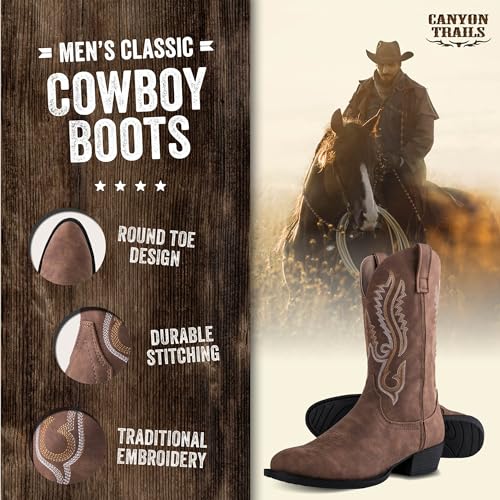 Canyon Trails Classic Cowboy Boots For Men - Footwear With Traditional Round Toe Men'S Western Boots With Embroidery thumb #1