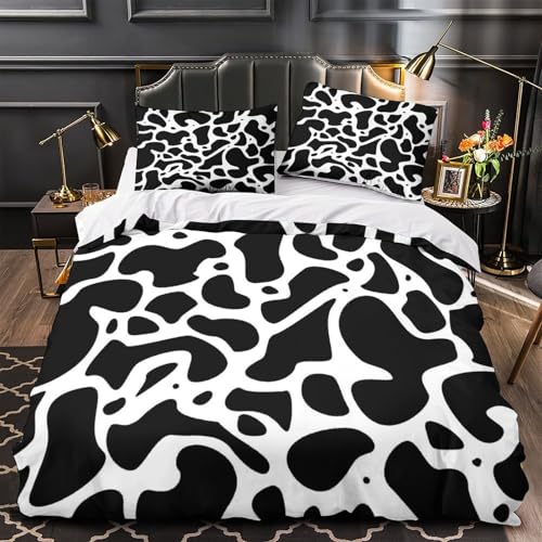 Housse de couette imprimé 3D vache microfibre hypoallergique 200x200cm
