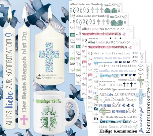 Tixlux 6 PCS Kerzentattoo Heilige Kommunion (200+ Muster...