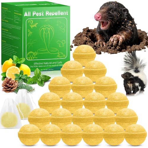 24 Pack Mole Repellent Balls, Gophers Vole Repellant Outdoor, Groundhog Deterrent, Armadillo...