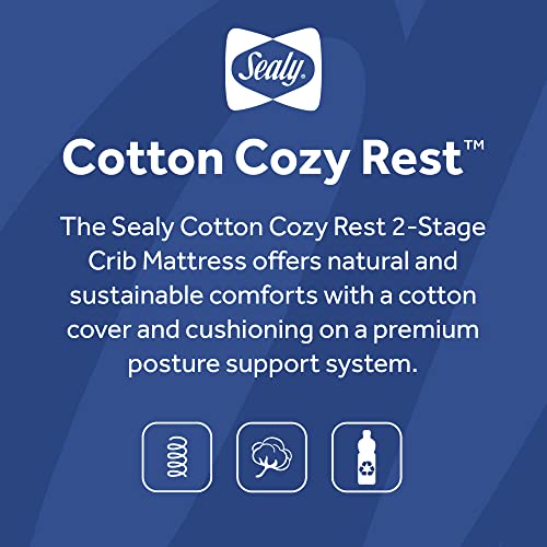Sealy Cotton Cozy Rest Waterproof Baby Crib And Toddler Mattress - 204 Premium Coils - Made In Usa, 52"X28" #TOP1