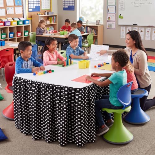 Image of Oudain 9 ft Black and White Polka Dots Table Skirt Cloths for Teacher Desk Boho Wrinkle Polka Dots Table Cover Skirt for Kindergarten Classroom Kidney Shaped Desk Back to School Supplies