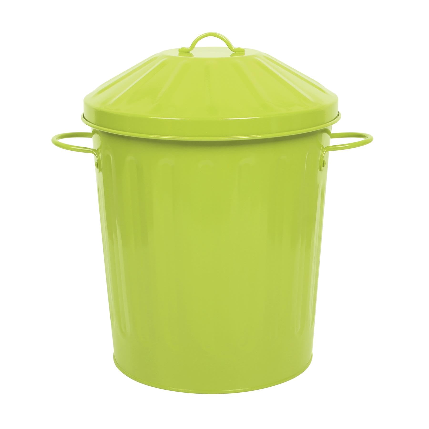 simpa 15L Colourful Vintage Style Metal Tapered Dustbins & Lids - Lime Green 37cm (H) x 27cm (Dia) โ image 1