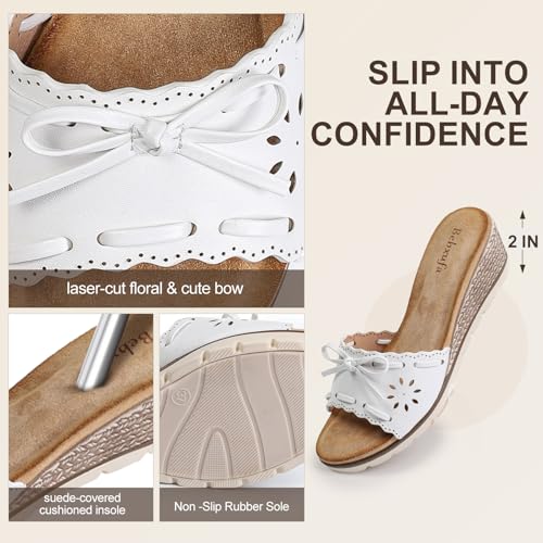 Womens Slip on Wedges Sandals Dressy Summer Comfortable Slides Platform Bow Open Toe Summer Dressy Shoes2