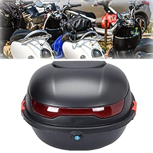 Evports 30L Motorcycle Top Case Scooter Trunk Luggage Top Lock Storage Carrier Case Top Box With Security Lock Universal For Helmet/Matte Black 1 51hk+vfutbl. sl500 . ss300