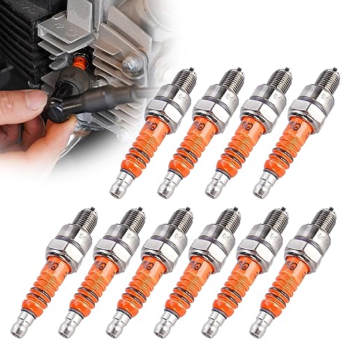 10 pack of High Performance A7TC A7TJC 3 Electrode Spark Plug Replacement for 50cc 70cc 90cc 110cc 125cc 150cc Chinese ATV Dirt Bike Go Kart Moped Quad